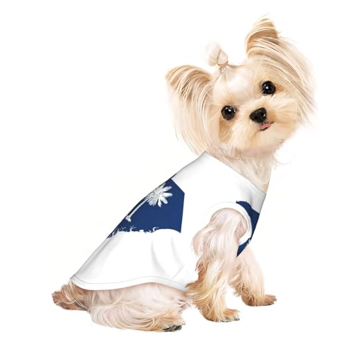 South Carolina Hundeshirt mit Flagge, für den Sommer, leicht, weich, atmungsaktiv, dehnbar, für Katzen und Hunde South Carolina Hundeshirt mit Flagge, für den Sommer, leicht, weich, atmungsaktiv, dehnbar, für Katzen und Hunde von DUWAA