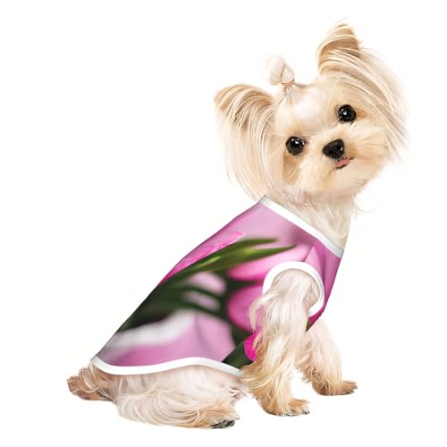Spring is in the Air Print Hunde-Shirt, Sommer, Haustier-T-Shirt, dehnbar, für Katzen, Hunde, ärmelloses Tank-Top, Hundeweste von DUWAA