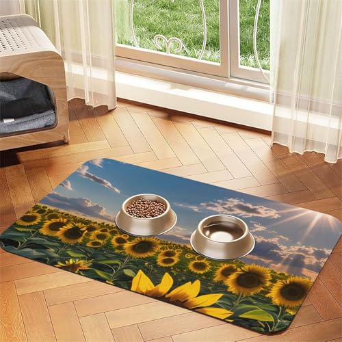 Sunflowers Sunlight Print Pet Feeding Mat Dog Mat for Food and Water Bowl Dogs Water Dispenser Mat Dogs Accessories Sunflowers Sunlight Print Pet Feeding Mat Dog Mat for Food and Water Bowl Dogs Water Dispenser Mat Dogs Accessories von DUWAA