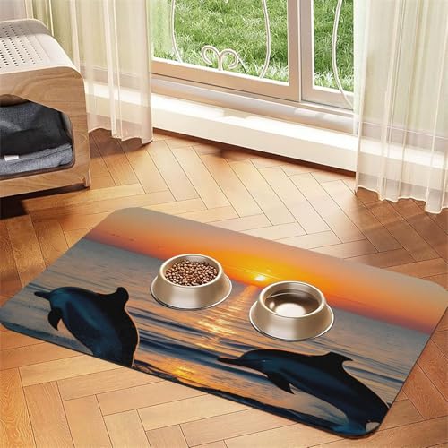 Sunset Delfine Print Pet Feeding Mat Dog Mat for Food and Water Bowl Dogs Water Dispenser Mat Dogs Accessories Sunset Delfine Print Pet Feeding Mat Dog Mat for Food and Water Bowl Dogs Water Dispenser Mat Dogs Accessories von DUWAA