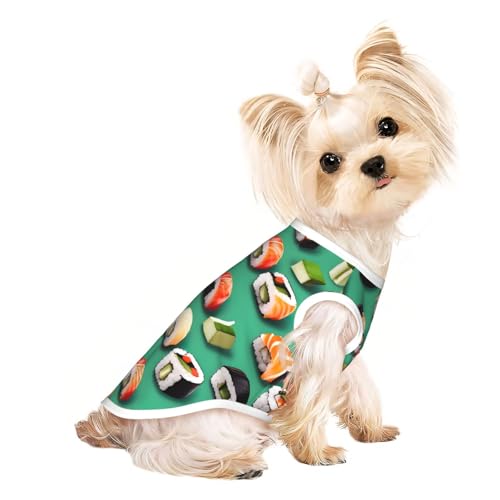 Sushi-Hunde-Shirt, für den Sommer, leicht, weich, atmungsaktiv, dehnbar, für Katzen und Hunde Sushi-Hunde-Shirt, für den Sommer, leicht, weich, atmungsaktiv, dehnbar, für Katzen und Hunde von DUWAA