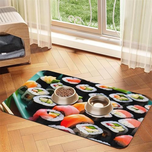 Sushi Print Pet Feeding Mat Dog Mat for Food and Water Bowl Dogs Water Dispenser Mat Dogs Accessories Sushi Print Pet Feeding Mat Dog Mat for Food and Water Bowl Dogs Water Dispenser Mat Dogs Accessories von DUWAA