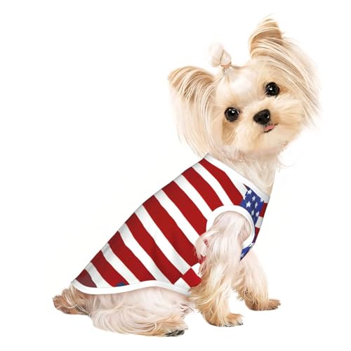 T-Shirt mit amerikanischer Flagge, Baseball-Druck, Sommer, Haustier-T-Shirt, dehnbar, für Katzen, Hunde, ärmelloses Tank-Top, Hundeweste von DUWAA