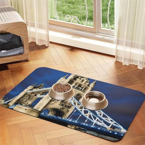 Tower Bridge in London Print Pet Feeding Mat Dog Mat for Food and Water Bowl Dogs Water Dispenser Mat Dogs Accessories von DUWAA