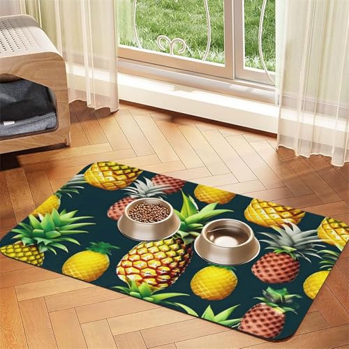 Tropische Früchte, Ananas-Druck, Haustier-Futtermatte, Hundematte für Futter und Wassernapf, Hunde, Wasserspendermatte, Hundezubehör Tropische Früchte, Ananas-Druck, Haustier-Futtermatte, Hundematte für Futter und Wassernapf, Hunde, Wasserspendermatte, Hundezubehör von DUWAA