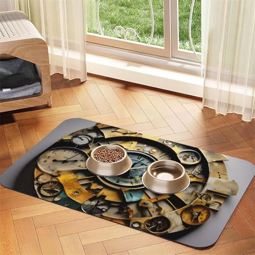 Uhr Kunstdruck Haustier Futtermatte Hundematte für Futter und Wassernapf Hunde Wasserspender Matte Hunde Zubehör Uhr Kunstdruck Haustier Futtermatte Hundematte für Futter und Wassernapf Hunde Wasserspender Matte Hunde Zubehör von DUWAA
