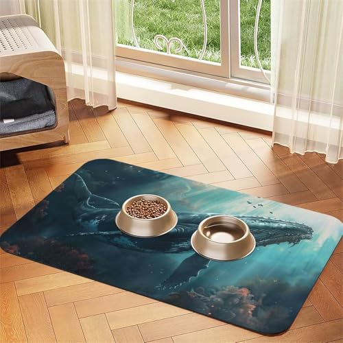 Unterwasserwal-Druck, Haustier-Futtermatte, Hundematte für Futter und Wassernapf, Hunde, Wasserspendermatte, Hundezubehör von DUWAA