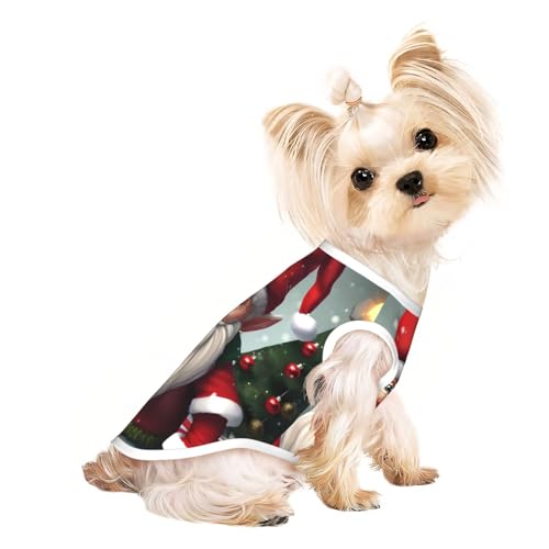 Weihnachtliches Hunde-Shirt, traditionelles Zwergen-Druck, Sommer, Haustier-T-Shirt, dehnbar, für Katzen, Hunde, ärmelloses Tank-Top, Hundeweste von DUWAA