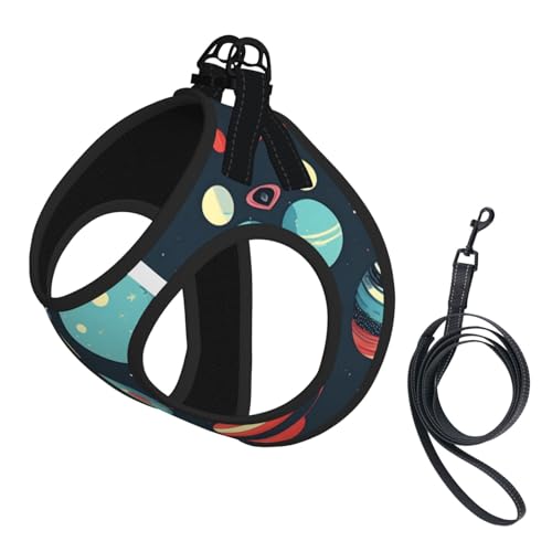 Weltraum-Hundegeschirr mit Leine, Planeten-Druck, kein Entkommen, leichtes Gehen, Welpengeschirr für Training und Spaziergang Weltraum-Hundegeschirr mit Leine, Planeten-Druck, kein Entkommen, leichtes Gehen, Welpengeschirr für Training und Spaziergang von DUWAA