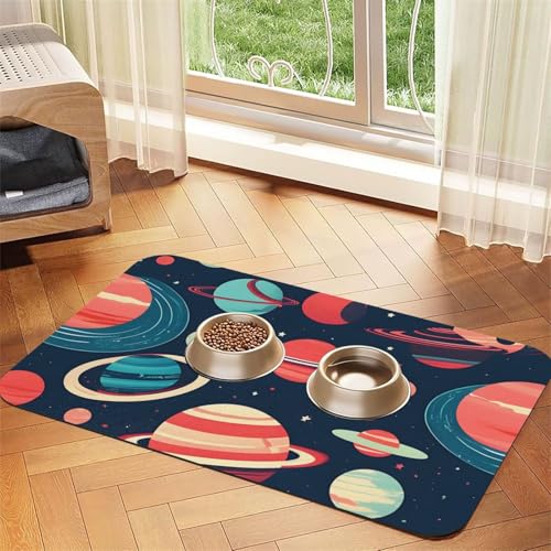 Weltraumplaneten Druck Haustier Futtermatte Hundematte für Futter und Wassernapf Hunde Wasserspender Matte Hunde Zubehör Weltraumplaneten Druck Haustier Futtermatte Hundematte für Futter und Wassernapf Hunde Wasserspender Matte Hunde Zubehör von DUWAA