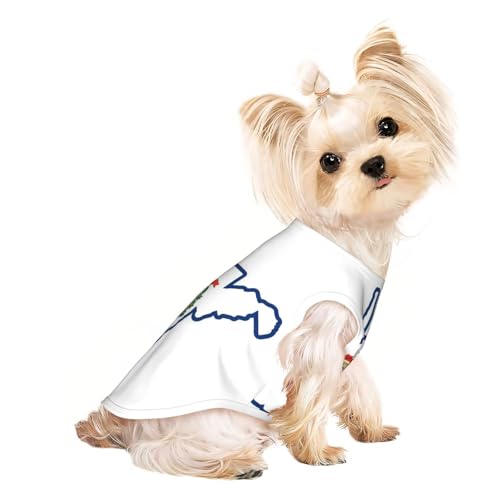 West Virginia Bundesstaatsflagge, Kartendruck, Hunde-Shirt, Sommer, leicht, weich, atmungsaktiv, dehnbar, für Katzen und Hunde West Virginia Bundesstaatsflagge, Kartendruck, Hunde-Shirt, Sommer, leicht, weich, atmungsaktiv, dehnbar, für Katzen und Hunde von DUWAA