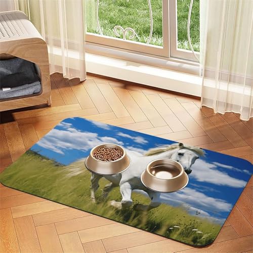White stallion2 Print Pet Feeding Mat Dog Mat for Food and Water Bowl Dogs Water Dispenser Mat Dogs Accessories von DUWAA