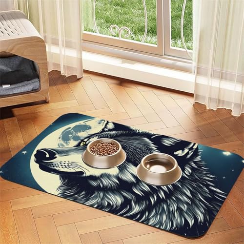 Wolf Night Moon Print Pet Feeding Mat Dog Mat for Food and Water Bowl Dogs Water Dispenser Mat Dogs Accessories Wolf Night Moon Print Pet Feeding Mat Dog Mat for Food and Water Bowl Dogs Water Dispenser Mat Dogs Accessories von DUWAA
