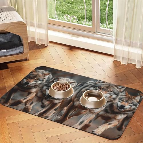 Wolfs Print Pet Feeding Mat Dog Mat for Food and Water Bowl Dogs Water Dispenser Mat Dogs Accessories Wolfs Print Pet Feeding Mat Dog Mat for Food and Water Bowl Dogs Water Dispenser Mat Dogs Accessories von DUWAA