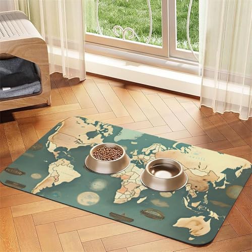 World Map Retro Print Pet Feeding Mat Dog Mat for Food and Water Bowl Dogs Water Dispenser Mat Dogs Accessories World Map Retro Print Pet Feeding Mat Dog Mat for Food and Water Bowl Dogs Water Dispenser Mat Dogs Accessories von DUWAA