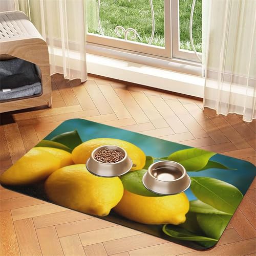 Yellow Fresh Lemons1 Print Pet Feeding Mat Dog Mat for Food and Water Bowl Dogs Water Dispenser Mat Dogs Accessories von DUWAA