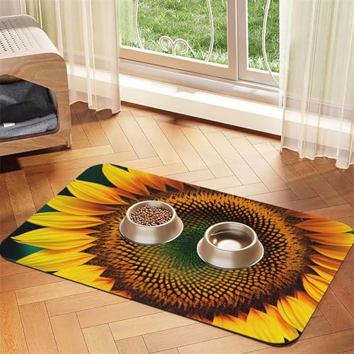 You are My Sunshine Hundematte mit Sonnenblumen-Aufdruck, Hundematte für Futter und Wassernapf, Wasserspendermatte, Hundezubehör You are My Sunshine Hundematte mit Sonnenblumen-Aufdruck, Hundematte für Futter und Wassernapf, Wasserspendermatte, Hundezubehör von DUWAA