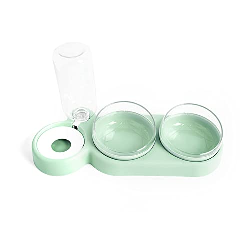 Futternapf Katze 2-in-1 Pet- Katzen Hunde Lebensmittelschale Wasserschüsseln Automatisches Wasserspender for Hundekatze- Trinken PET-Produkte Geneigter futternapf Katze (Size : Green) von DUnLap