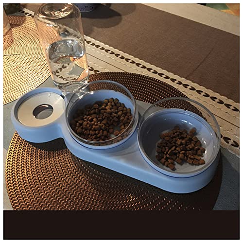 Futternapf Katze Haustier Katzenschüssel Automatische Zuführung Hund Katze Lebensmittelschüssel mit Brunnen Katze Zubehör Trinkwasser Overhead Cat Bowl Geneigter futternapf Katze (Size : Blue) von DUnLap