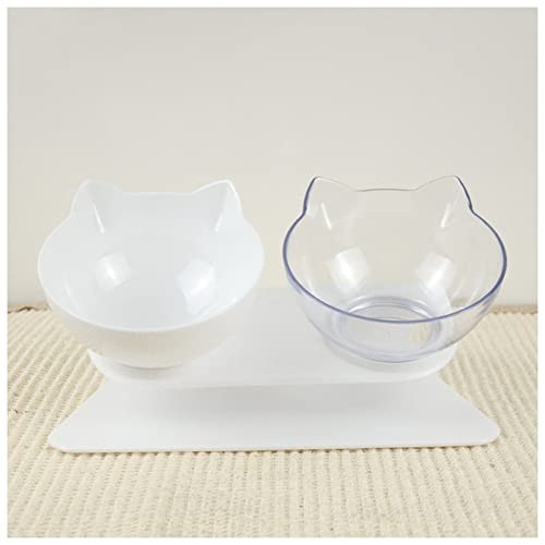 Futternapf Katze Katze Double Bowl Cat Bowl Hundeschüssel rutschfeste Lebensmittelschüssel mit angehobener Ständer Katze Fütterung & Bewässerungsbedarf Hundezufuhr Haustierbedarf Geneigter futternapf von DUnLap