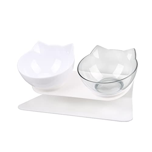 Futternapf Katze Katze Double Bowl Kätzchen Schüssel Hundeschüssel Transparent Material rutschfeste Lebensmittelschüssel mit Schutzhaut Zervix Transparente Katzenbedarf Geneigter futternapf Katze (SI von DUnLap