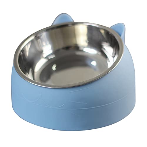 Futternapf Katze Katze Hundeschüssel 15 Grad angehoben Edelstahl rutschfeste Welpen Base Katze Lebensmittel Trinkwassereinzug Neigung Hals Pet Bowl Geneigter futternapf Katze (Color : Blue, Size : 2 von DUnLap