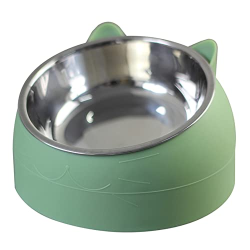 Futternapf Katze Katze Hundeschüssel 15 Grad angehoben Edelstahl rutschfeste Welpen Base Katze Lebensmittel Trinkwassereinzug Neigung Hals Pet Bowl Geneigter futternapf Katze (Color : Green, Size : von DUnLap