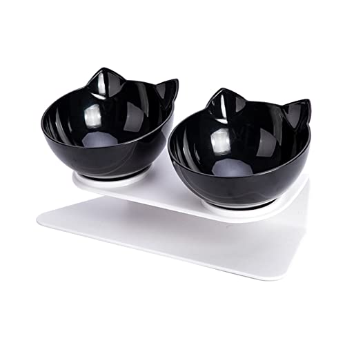 Futternapf Katze rutschfeste Cat Bowls doppelte Haustierschüsseln mit angehobenem Stand Tiernahrung und Wasserschalen for Katzen Hunde Pet Products Cat Bowl Geneigter futternapf Katze (Color : Double von DUnLap