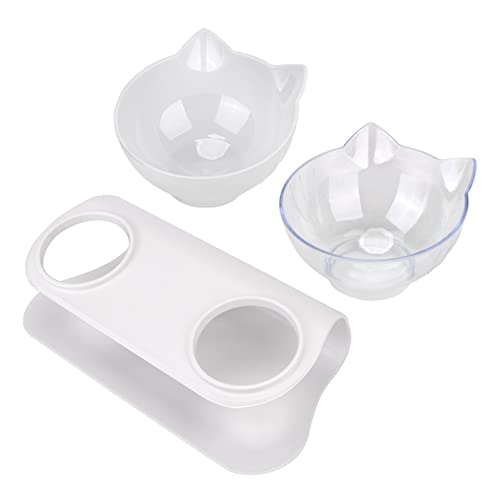 Futternapf Katze rutschfeste Haustierschalen for Katzen Food Cat Water Bowl Double Cat Bowl Dog Bowl Pet Fütterung Katze Hunde Schutz Zervix Geneigter futternapf Katze (Size : White Transparent) von DUnLap