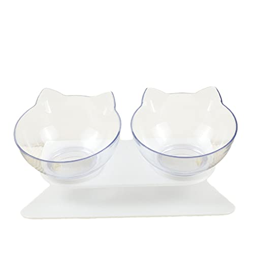 Futternapf Katze rutschfeste doppelte Katzenschüssel mit angehobener Ständer Haustierfutterkatze- schützen Cervical Wirbel-Hundeschüssel transparent Haustierprodukte Geneigter futternapf Katze (Size von DUnLap