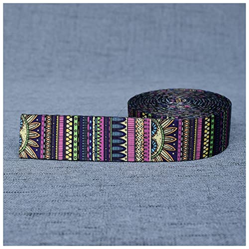Gurtband Baumwolle 5 Yards Breite 25mm Gurtband Yoga Gürtelband Strap Seil Hund Pet Halsband Leine Harness Rucksack Tasche Kleidungsstück Nähen DIY. Zubehörteil Leinwandrolle(Size:Purple Ethnic Style) von DUnLap