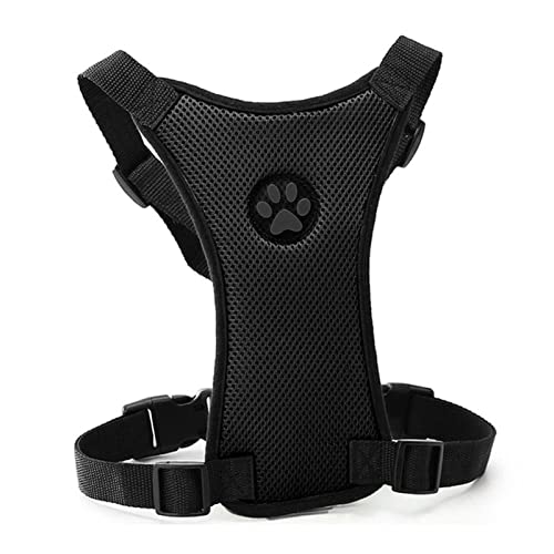 Seil Haustier 4 Farben Atmungsaktive Mesh Hundeleine Kabelbaum mit verstellbaren Riemen Brustgurten Hundegeschirr Haustier Auto Sicherheitssitzgürtel Automobil Haustierleine Mit (Color : Black, Size von DUnLap