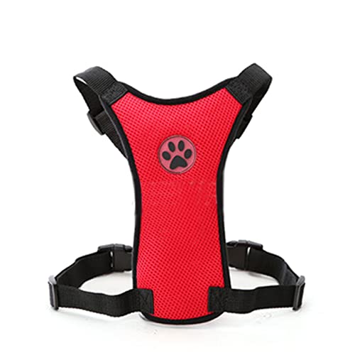 Seil Haustier 4 Farben Atmungsaktive Mesh Hundeleine Kabelbaum mit verstellbaren Riemen Brustgurten Hundegeschirr Haustier Auto Sicherheitssitzgürtel Automobil Haustierleine Mit (Color : Red, Size : von DUnLap