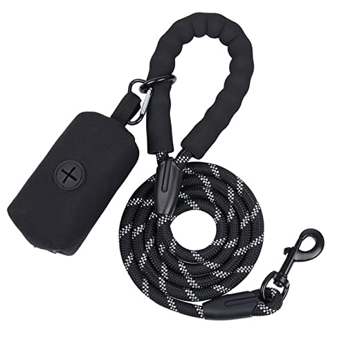 Seil Haustier Durable Hundeleine mit Kacke Tasche Spender Starke Reflektierende Haustier Seil Walking Training Runde Leine Gürtel for Hunde Katzen Pet Seile Haustierleine Mit (Size : Black) von DUnLap