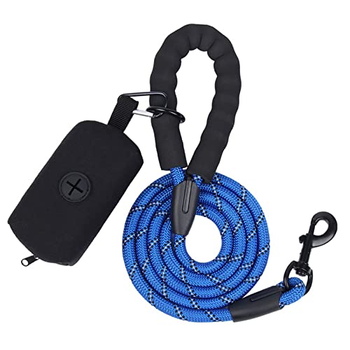 Seil Haustier Durable Hundeleine mit Kacke Tasche Spender Starke Reflektierende Haustier Seil Walking Training Runde Leine Gürtel for Hunde Katzen Pet Seile Haustierleine Mit (Size : Blue) von DUnLap