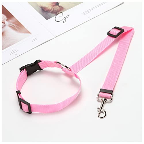 Seil Haustier Einstellbarer langlebiger Nylon-Hundesitzgurt Bequeme Auto-Kopf-Kopf-Rückhalte-Design-Fahrzeug-Sicherheitsgurte-Haustiereleine Haustierleine Mit (Color : Pink, Size : ONE Size) von DUnLap