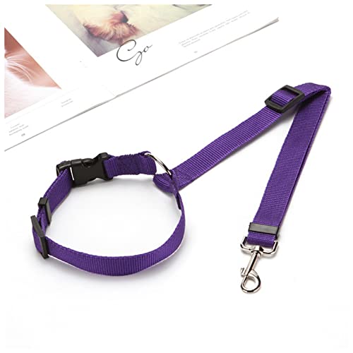 Seil Haustier Einstellbarer langlebiger Nylon-Hundesitzgurt Bequeme Auto-Kopf-Kopf-Rückhalte-Design-Fahrzeug-Sicherheitsgurte-Haustiereleine Haustierleine Mit (Color : Purple, Size : ONE Size) von DUnLap