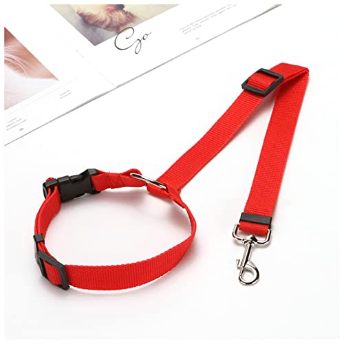 Seil Haustier Einstellbarer langlebiger Nylon-Hundesitzgurt Bequeme Auto-Kopf-Kopf-Rückhalte-Design-Fahrzeug-Sicherheitsgurte-Haustiereleine Haustierleine Mit (Color : Red, Size : ONE Size) von DUnLap