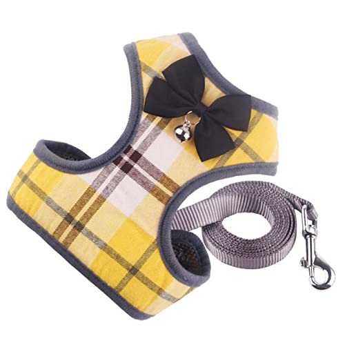 Seil Haustier Katzenbaum Kleine Hundegeschirr und Leine Mesh Gepolsterte Kein Pull-Welpe Haustiergurt Bowtie Plaid Smoking Weste Kabelbaum Leads for Katzen Haustierleine Mit (Color : Yellow, Size : Seil Haustier Katzenbaum Kleine Hundegeschirr und Leine Mesh Gepolsterte Kein Pull-Welpe Haustiergurt Bowtie Plaid Smoking Weste Kabelbaum Leads for Katzen Haustierleine Mit (Color : Yellow, Size : von DUnLap