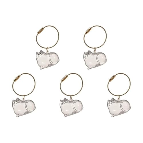 DVERFSWEV-GH Transparente Andenkenbox mit Katzenhaar, Gedenkkapsel for die Tierfellsammlung, dekorativer Schlüsselanhänger, Anhänger, Charm-Liebhaber(5Pcs A) von DVERFSWEV-GH