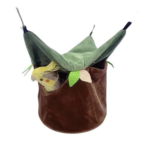 DVERFSWEV-GH Warmes Papageienbett, Versteck, Hängematte, Winter-Vogelnesthaus for drinnen und draußen, mit Doppelhöhle(L 28x28x22cm) von DVERFSWEV-GH