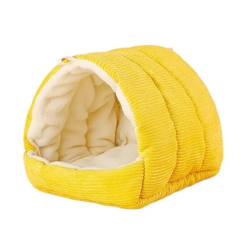 DVERFSWEV-GH Warmes Papageienbett, Versteck, Hängematte, Winter-Vogelnesthaus for drinnen und draußen, mit Doppelhöhle(Yellow,19CM) von DVERFSWEV-GH