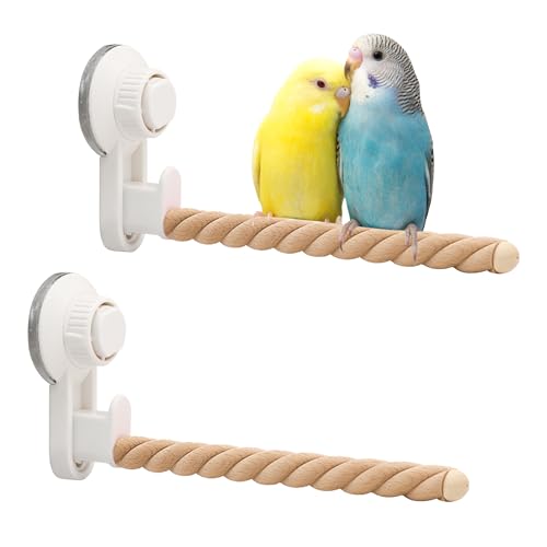 2 x Saugnapf-Vogel-Sitzstange, natürliches Holz, Papageienfenster, Spiegel, Auto, Reisen, Duschstange, tragbarer Sittich, Schleifstab, Trainingsspielzeug für kleine und mittelgroße Vögel (gedrehte 2 x Saugnapf-Vogel-Sitzstange, natürliches Holz, Papageienfenster, Spiegel, Auto, Reisen, Duschstange, tragbarer Sittich, Schleifstab, Trainingsspielzeug für kleine und mittelgroße Vögel (gedrehte von DVHEY