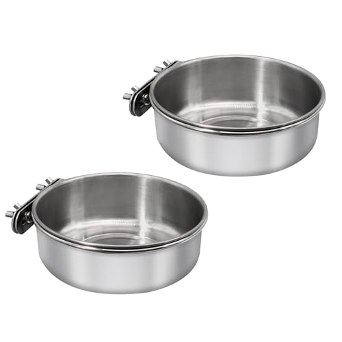 DVHEY Futterschale für Papageien, mit Klemmhalter, Edelstahl, für Nymphensittiche, Sittiche, Aras, Finken, Lovebirds und Kleintiere, 2 Stück DVHEY Futterschale für Papageien, mit Klemmhalter, Edelstahl, für Nymphensittiche, Sittiche, Aras, Finken, Lovebirds und Kleintiere, 2 Stück von DVHEY