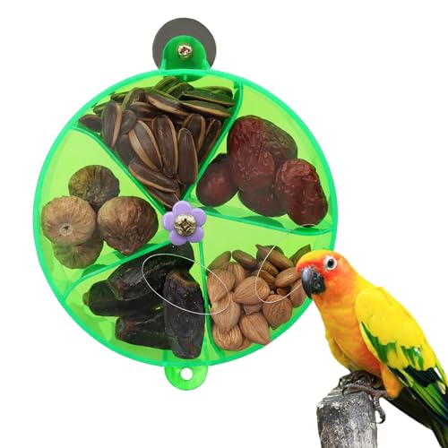 DVHEY Green Bird Kreatives Futtersuchsystem, Futterspender, drehbares Acryl-Trainingsspielzeug für Papageien, Sittiche, Nymphensittiche, interaktives Vogelkäfig-Spielzeug, Futterstation (Grün, 1 von DVHEY