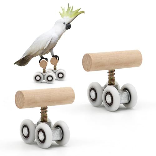DVHEY Papageien-Rollschuhe, Vogelspielzeug, Holz-Kunststoff, Intelligenz-Training, Haustiersittich, Mini-Roller, Schlittschuhe, Skateboard für kleine Vögel, Spielzeug, Holz, 2 Stück von DVHEY