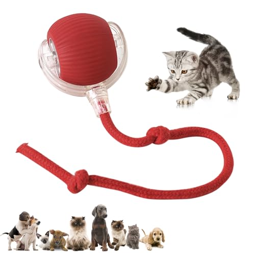 DVHNMK Chewie Viraler Rollball, interaktives Hundespielzeug, interaktives Katzenballspielzeug, interaktives Katzen- und Hundespielzeug, schnelles Rollen, 360° intelligenter automatischer Rollball, Rot von DVHNMK