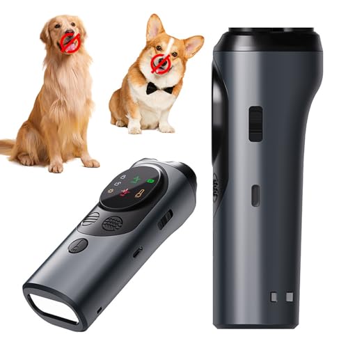 DVONE Anti Bell Gerät Hunde, 15-30khz Antibell Ultraschall Gerät 3-Kopf Ultraschall + Blitzmodus mit LED-Taschenlampe und Variable Frequenz 13cm Mini-Größe für Kleine & Große Hunde von DVONE