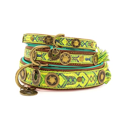 DWAM Dog with a Mission Hundehalsband – Hundehalsband – Grün – S 2,5 cm – Leder – Halsumfang zwischen 27 cm x 33 cm x 2,5 cm – Boho Diego von Dog with a Mission