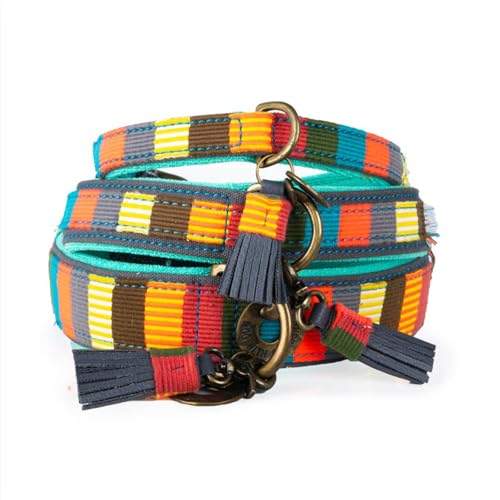 Dog with a Mission - Hundehalsband S | Bunt Gestreift | Blau/Gelb/Rot/Türkis | Verstellbar | Mittelgroße Hunde | Handgemacht | Ethno/Nautisch Design | Ibiza Stil | Modisch/bunt | 2,5 cm Breit Dog with a Mission - Hundehalsband S | Bunt Gestreift | Blau/Gelb/Rot/Türkis | Verstellbar | Mittelgroße Hunde | Handgemacht | Ethno/Nautisch Design | Ibiza Stil | Modisch/bunt | 2,5 cm Breit von Dog with a Mission